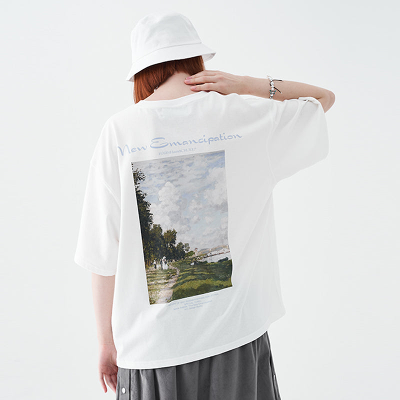 Monet Oil Painting Handwriting Logo Tee