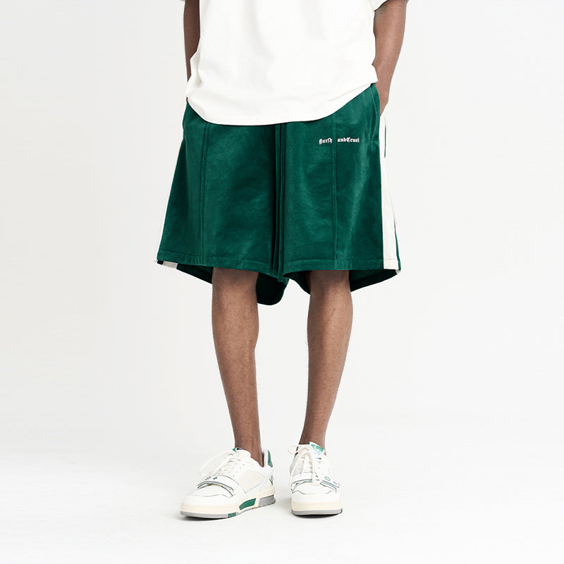 Velvet Striped Gothic Logo Shorts