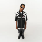 Splicing Irregular Racing Logo Shirt