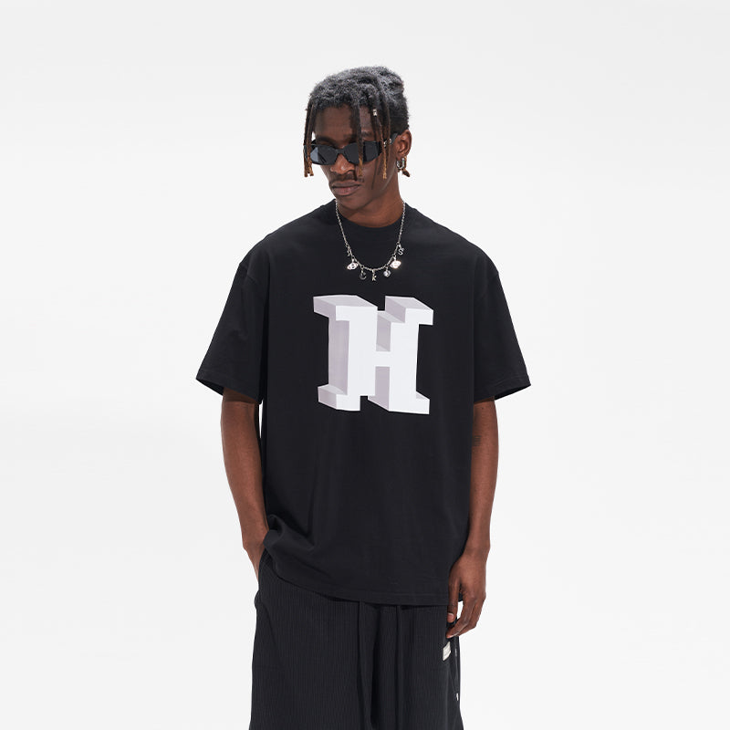 3D Pixel Letter Printed Tee