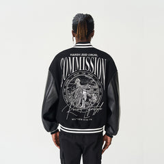 Harsh and Cruel Embroidered Clouds Woolen Varsity Jacket