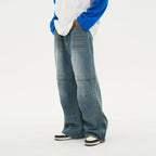 Stitching Pleated Loose Denim