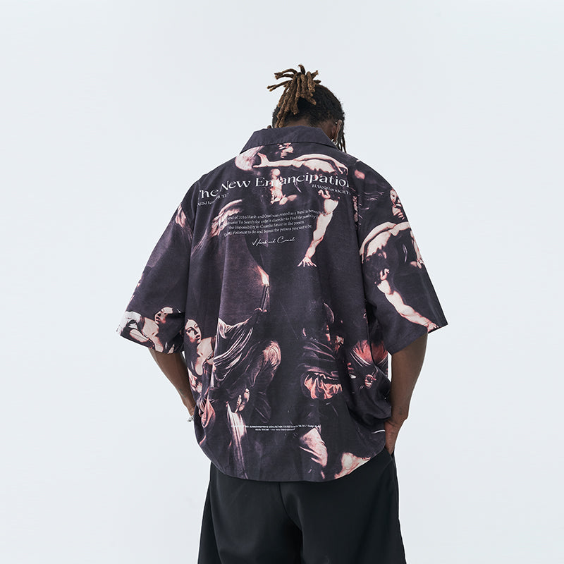 Classical Oil Painting Cuban Shirt