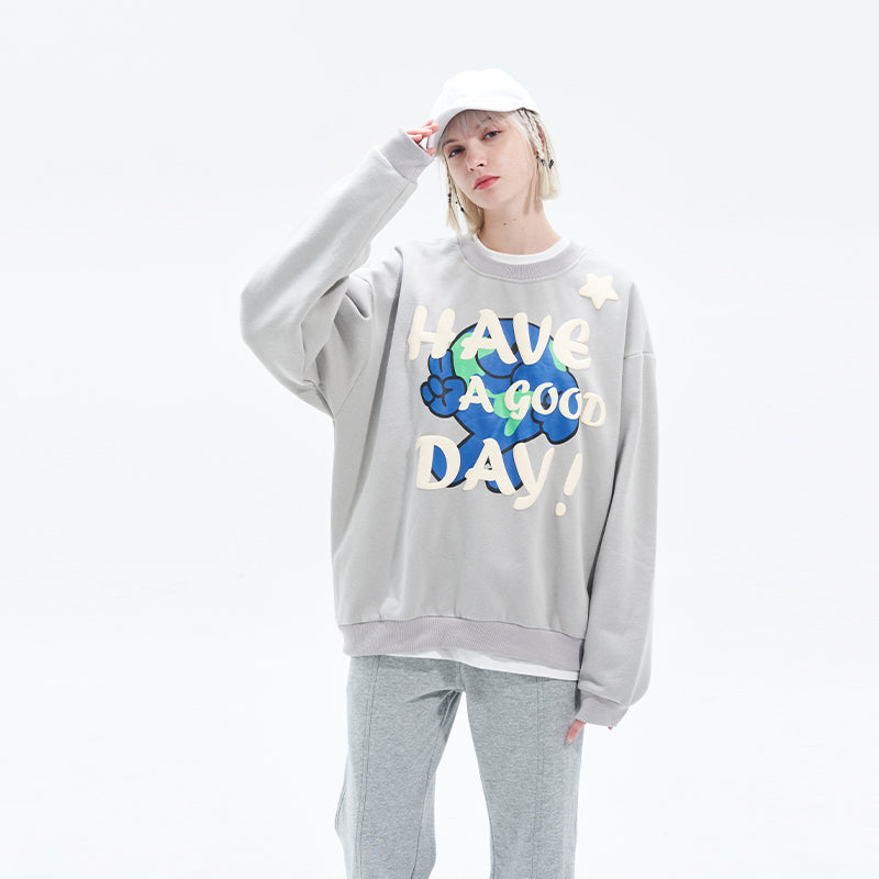 Smiling Earth Foam Print Sweater