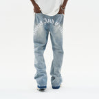 Gothic Logo Embroidered Flared Denim