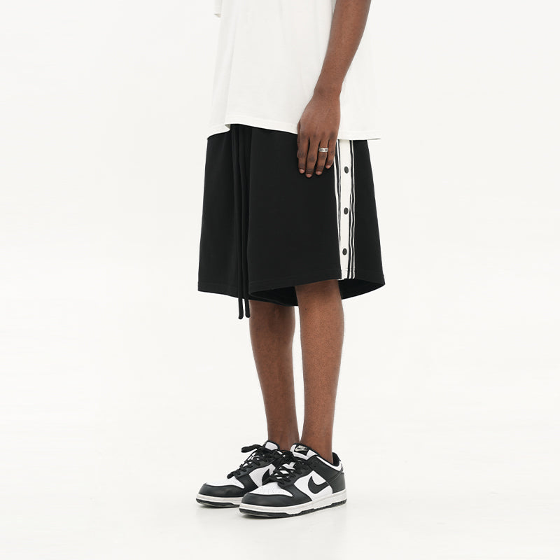 Side Striped Basic Loose Shorts