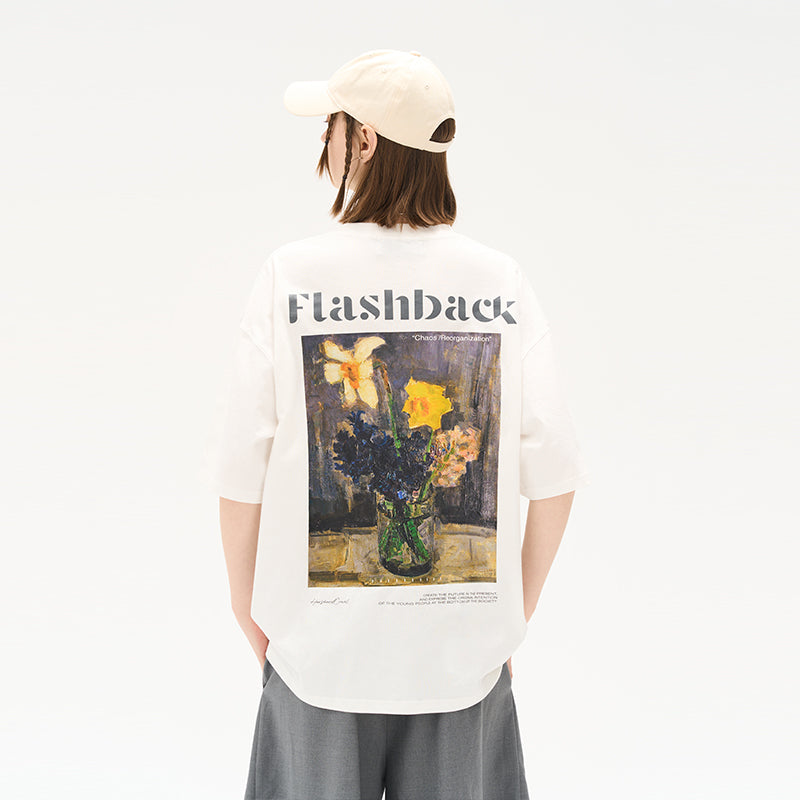 Oil Painting Flowerpot Printed Tee