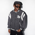 Embroidered Leather Gothic Logo Flannel Jacket
