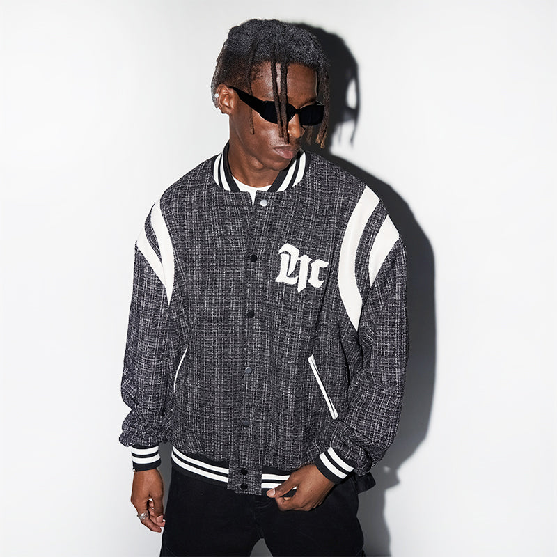 Embroidered Leather Gothic Logo Flannel Jacket