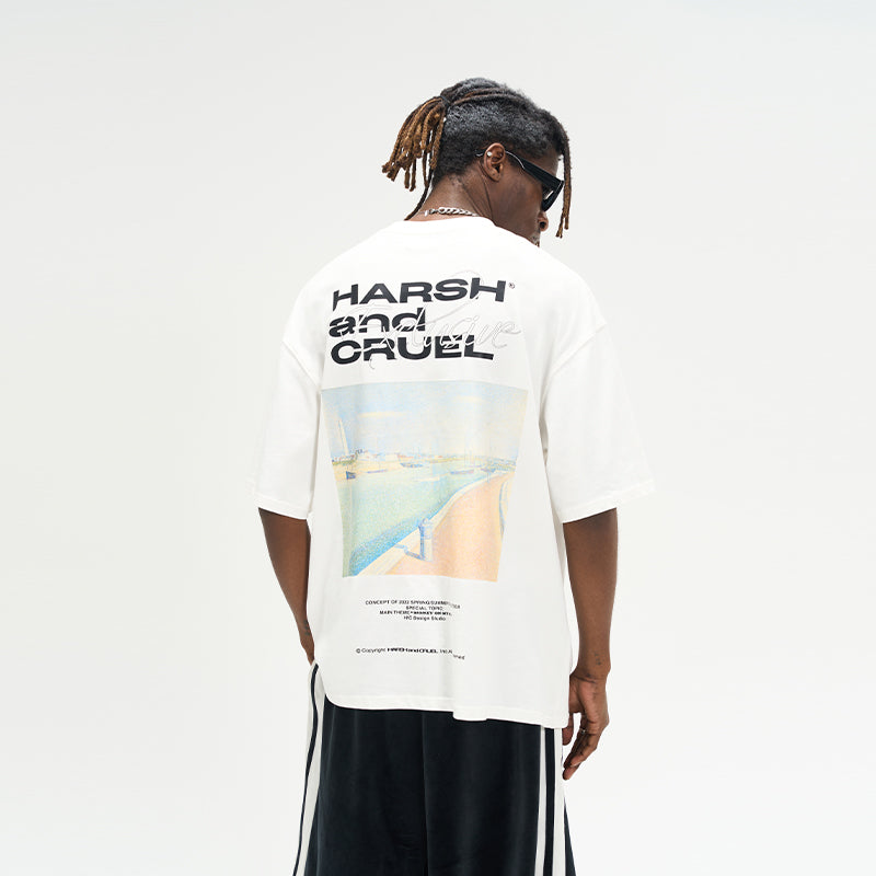 Retro Waterway Oil Painting Tee