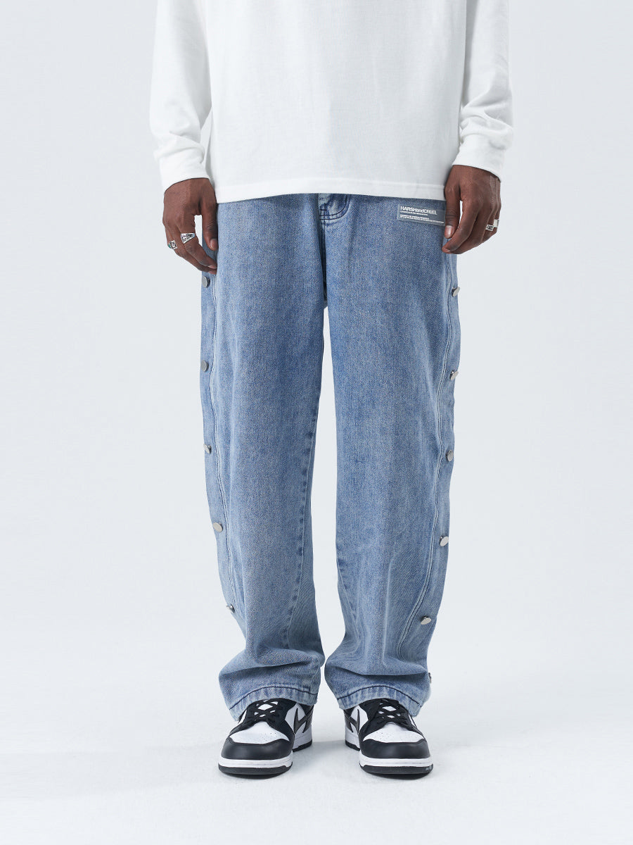 Logo Breasted Straight Denim