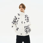 Watercolor Flowers Stand Up Collar Down Jacket