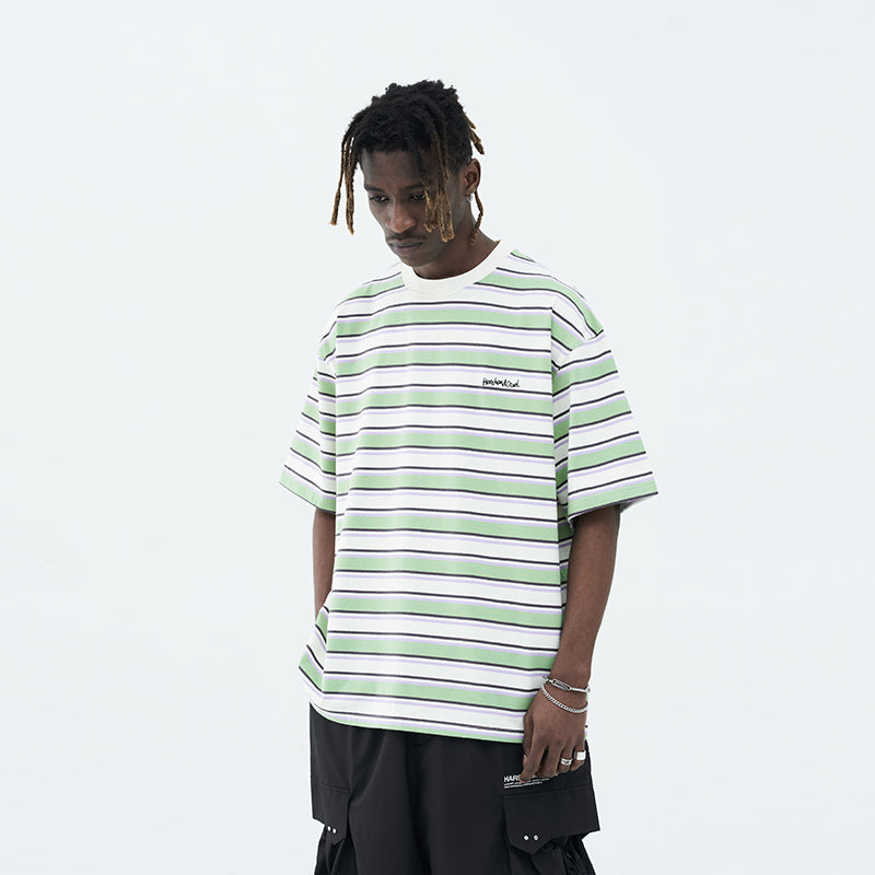 Striped Embroidered Logo Tee