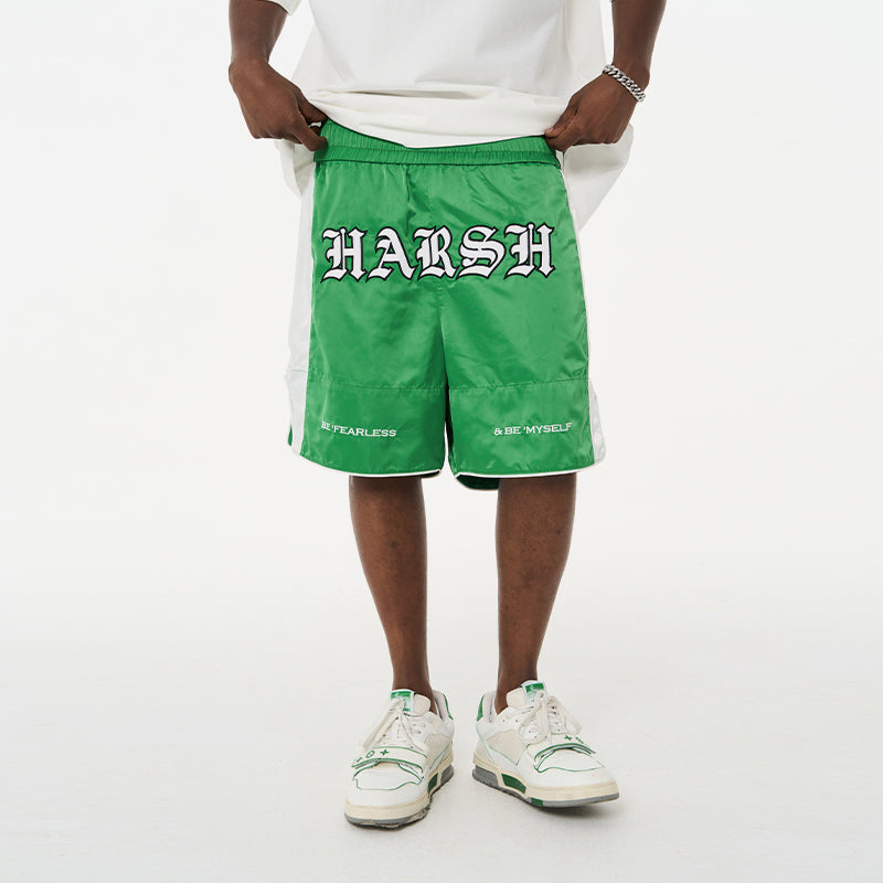 Embroidered Logo Slogan Shorts