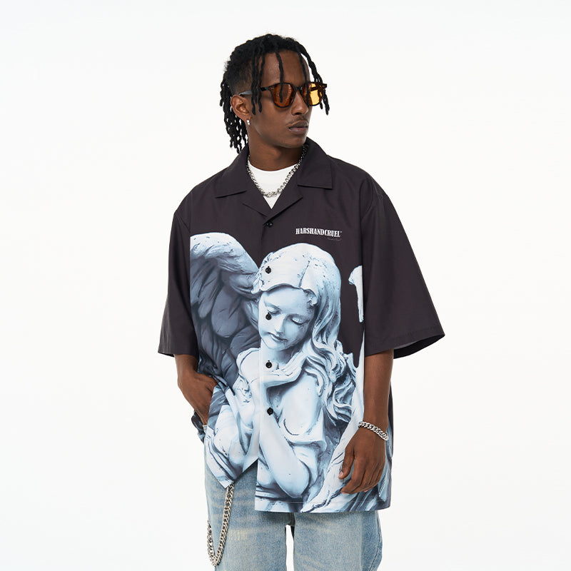 Cherub Statue Cuban Shirt