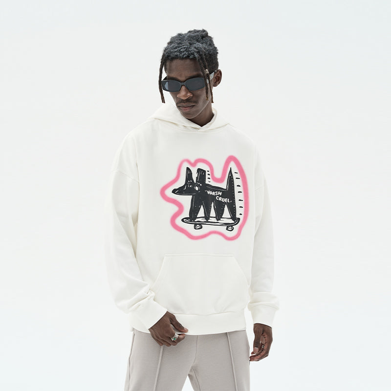 Skateboarding Dog Printed Hoodie