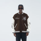 Snake Embroidered Varsity Jacket