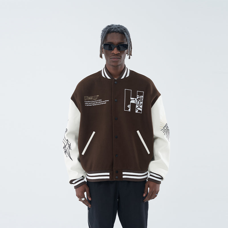 Snake Embroidered Varsity Jacket
