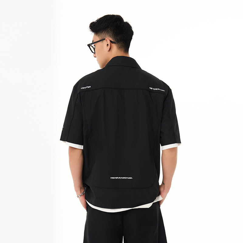 Deconstructed Pleated Zipper Shirt