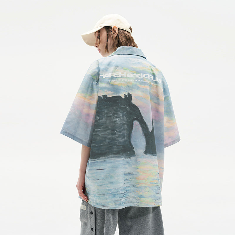 Impressionist Sunset Oil Painting Shirt