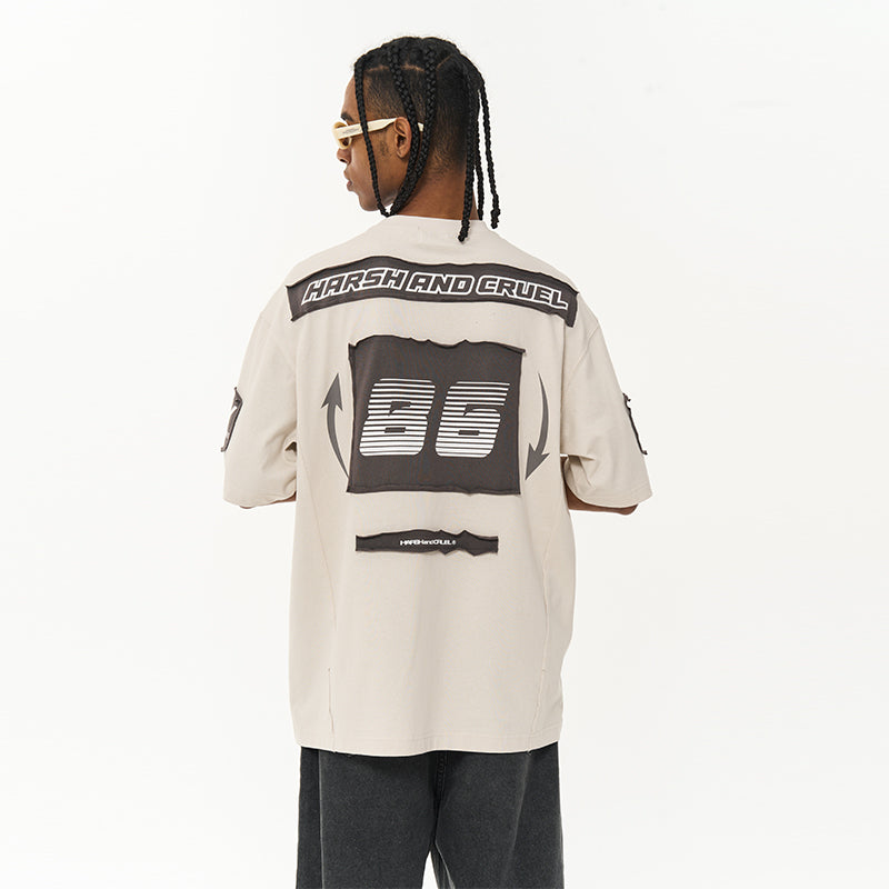3D Embroidered Patches Logo Racing Tee
