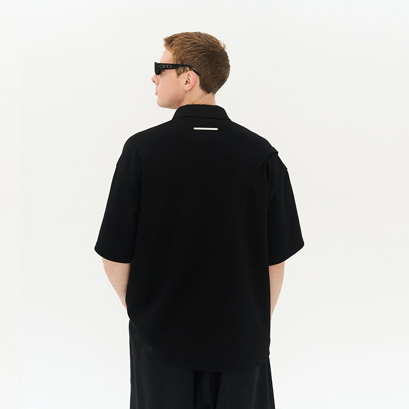 Zipper Pocket Deconstructed Polo Shirt
