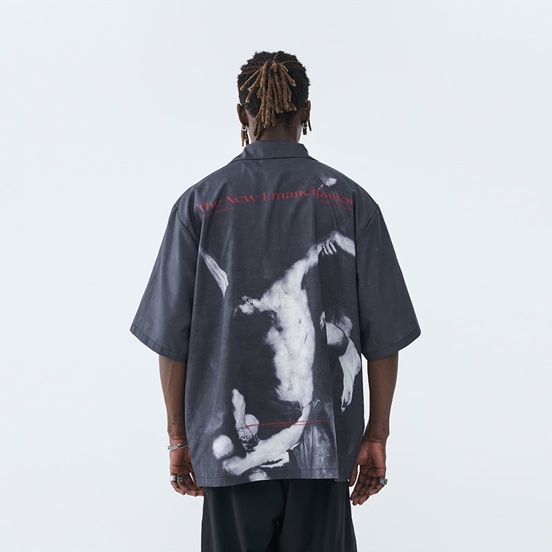 Religious Oil Painting Cuban Shirt