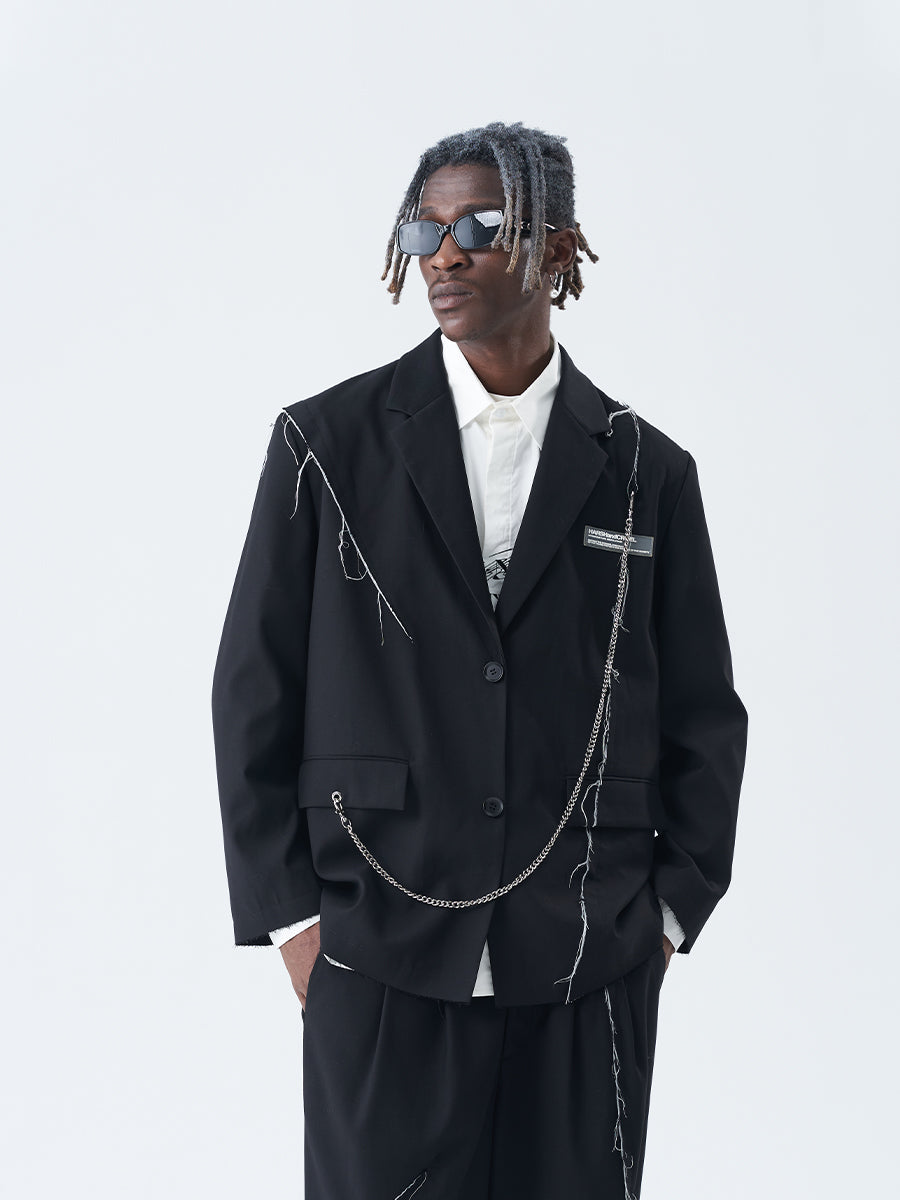 Detachable Chain Deconstructed Suit Jacket