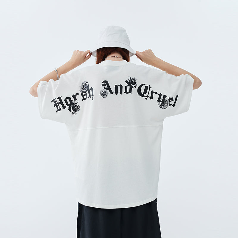 Gothic Font Logo Roses Tee