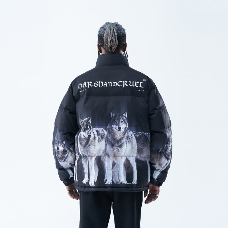Wolf Print Down Jacket