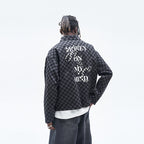 Checkerboard Printed Zipper Jacket