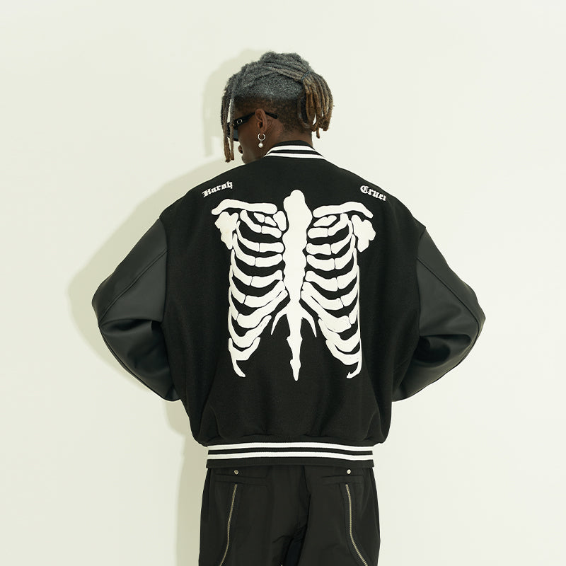 Skeleton Embroidered Varsity Jacket – Harsh and Cruel