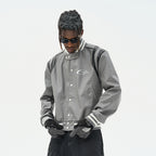 Contrast Panels Faux Leather Jacket