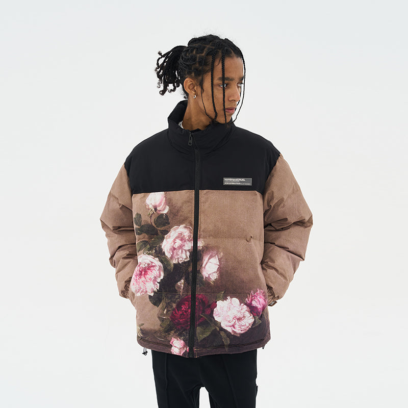 Vintage Oil Painting Printed Down Jacket
