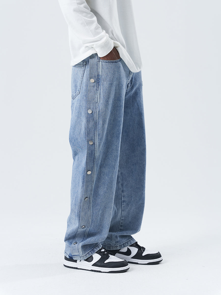 Logo Breasted Straight Denim
