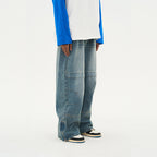 Stitching Pleated Loose Denim