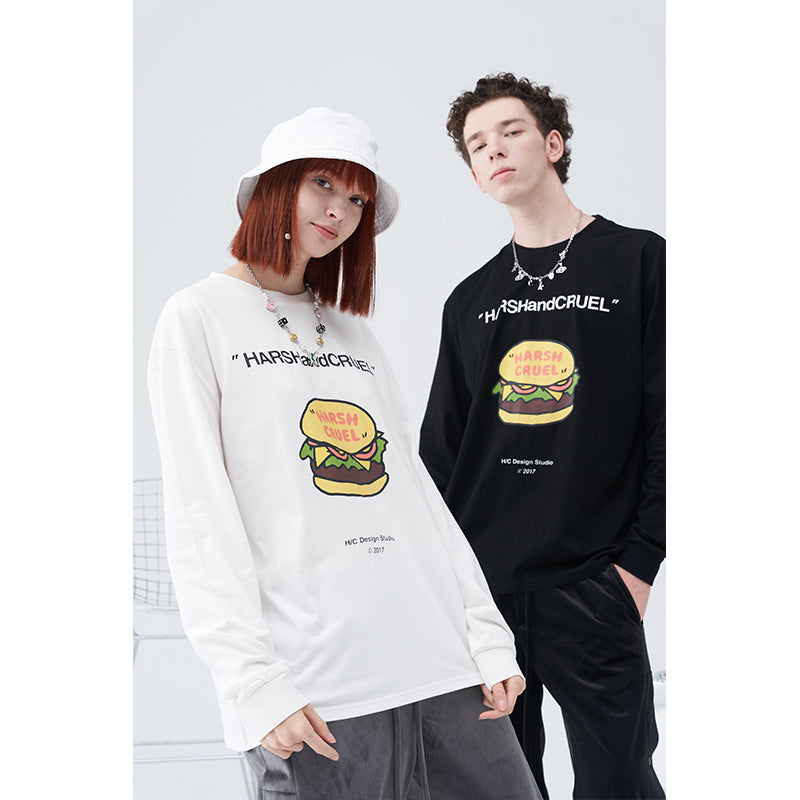 Burger Print Logo Long Sleeve Tee