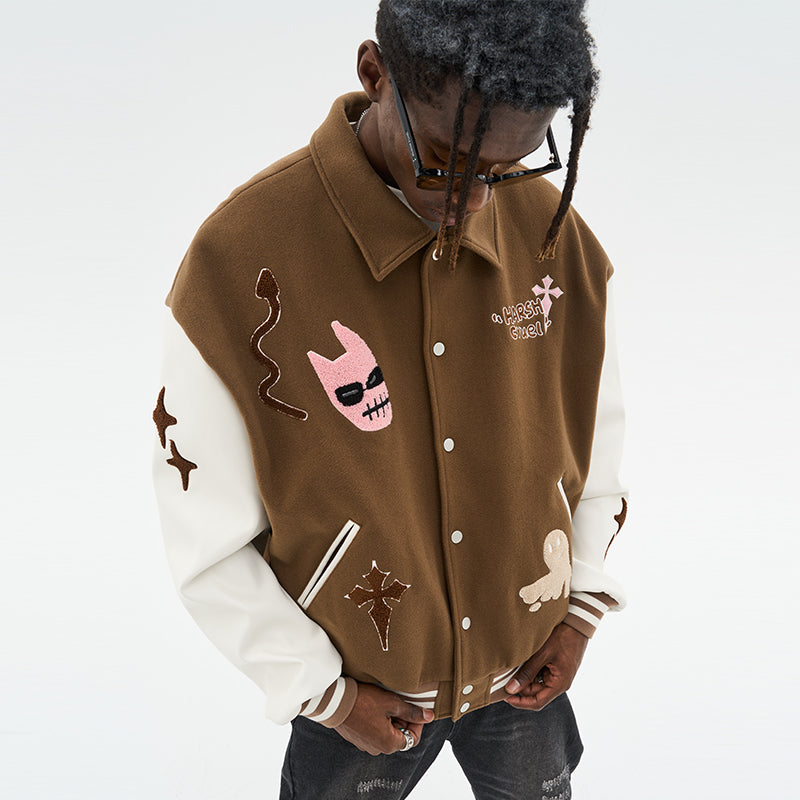 Vitruvian Man Embroidered Varsity Jacket