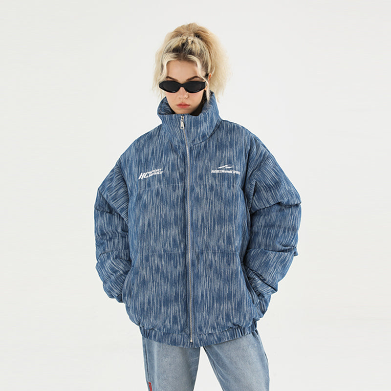 Custom Denim Logo Padded Down jacket