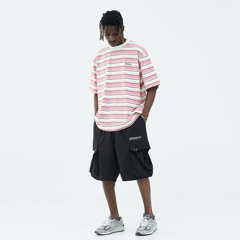 Striped Embroidered Logo Tee