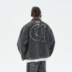 Distressed Gothic Logo Denim Jacket