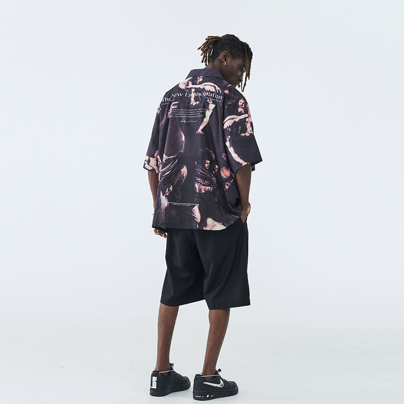 Classical Oil Painting Cuban Shirt