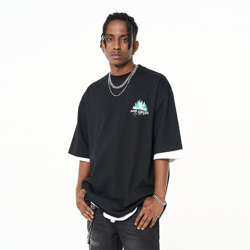 Handpainted Wood Printed Tee