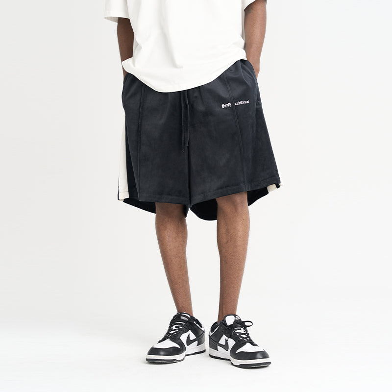 Velvet Striped Gothic Logo Shorts
