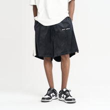 Load image into Gallery viewer, Velvet Striped Gothic Logo Shorts
