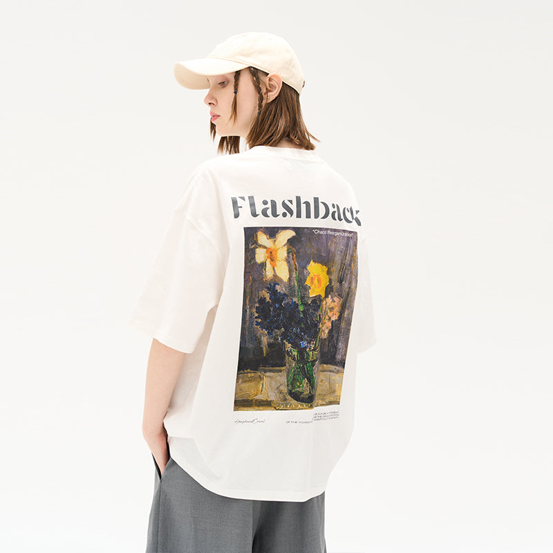 Oil Painting Flowerpot Printed Tee
