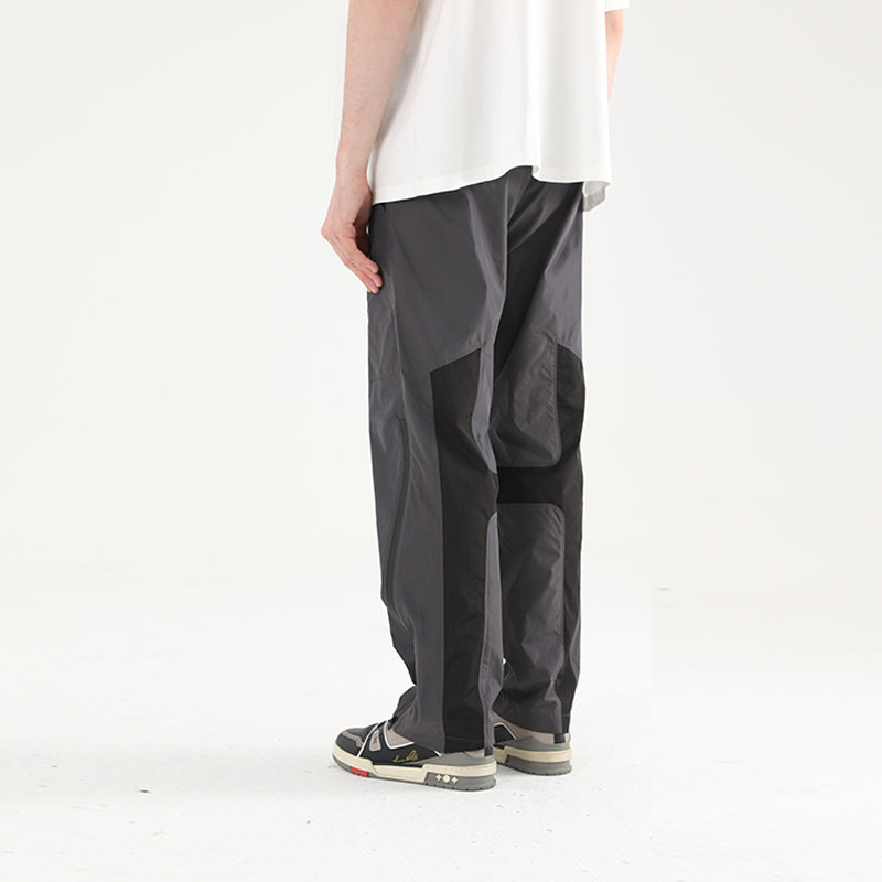 Functional Zipper Nylon Straight Trousers