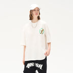 Cartoon Tiger Logo Ring Printed Tee