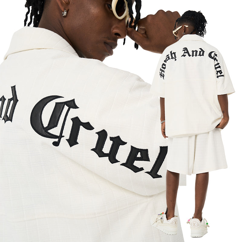 Gothic Logo Checkered Cuban Shirt
