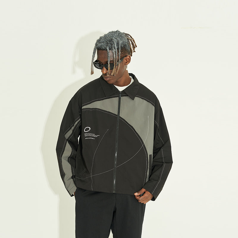 Contrast Stitching Curved Jacket